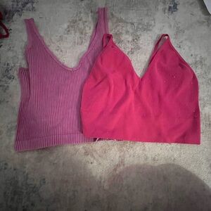 Women's Pink and Purple Ribbed Tops